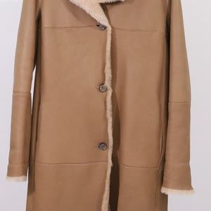Gerard Darel  Lambskin Shearling Knee-Length Coat